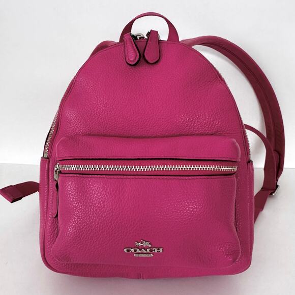 Coach Charlie Mini Backpack in Pebble Leather and Nylon Pink F38263 main image 14